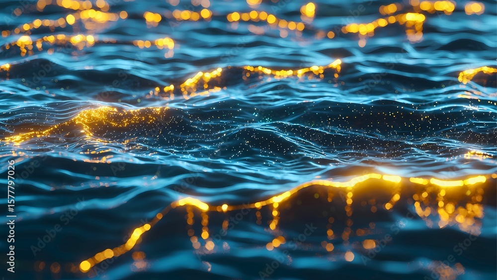 Poster abstract ocean water with illuminated details, creating a mesmerizing visual. this artwork showcases