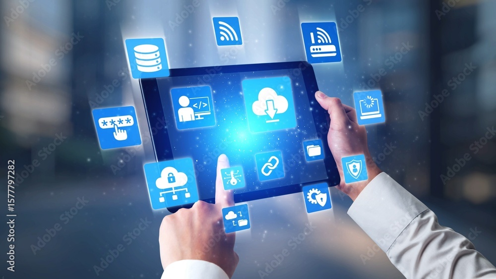 Poster cloud computing, cloud strategy, and cloud technology transforming digital infrastructure with scala