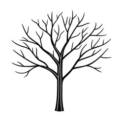 Obraz premium Handdrawn Tree Silhouette on with Branches Trunk vector