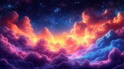 Fototapeta premium Cosmic cloudscape, vibrant colors