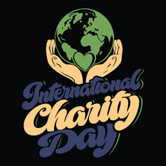 International Charity Day Graphic with Earth Held in Hands and Heart