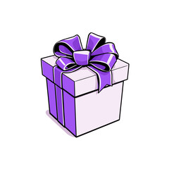 Obraz premium gift box in vector minimalist style in purple shades, festive and cheerful mood, isolated on white background