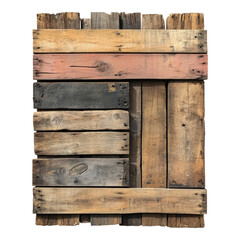 Repurposed pallet pieces isolated on transparent background