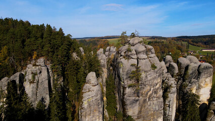 Adrspach rocks view from above Drone landscape Adrspach Czech Republic