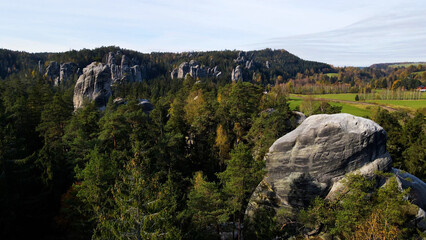 Adrspach rocks view from above Drone landscape Adrspach Czech Republic