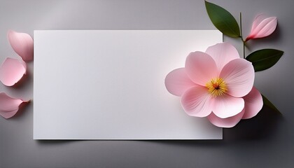 a white piece of paper with a pink flower on it
