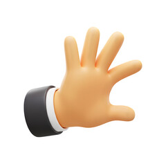 Open hand gesture, welcoming 3d style, isolated on transparent background