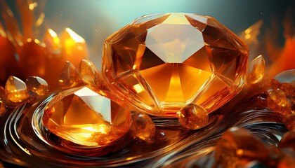 jewel like gems in amber resin a surreal dreamlike composition
