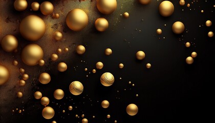 a black background with gold balls scattered around it