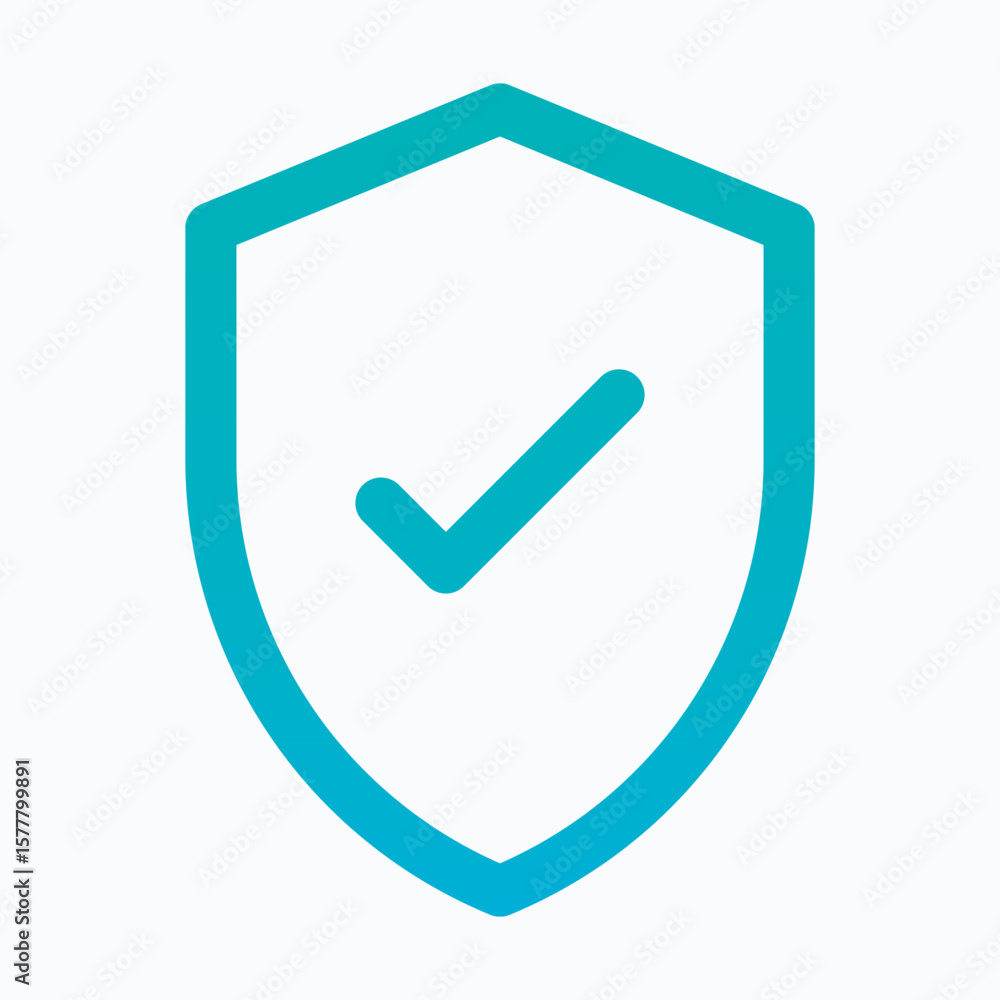 Poster shield with check mark lineal gradient icon for user interface, isolated vector icon.