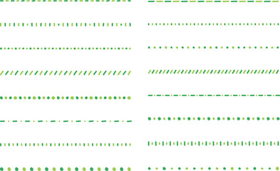 イラスト素材：ライン素材のあしらい　手書きのシンプルでかわいい罫線　緑　simple hand draw borders