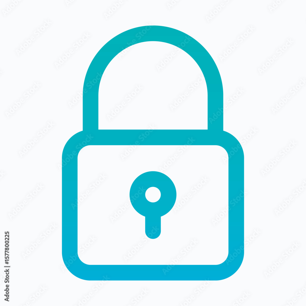 Poster padlock lineal gradient icon for user interface, isolated vector icon.