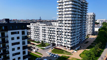 city ​​street New modern district architecture housing construction Wroclaw Poland