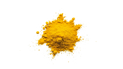 Bright Turmeric Powder Pile Isolated on White Background, Culinary Ingredient for Food