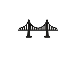 Bridge simple icon. Simple Black and White Silhouette of a Suspension Bridge.
