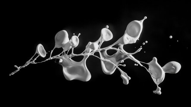 Ink drop dispersion in black and white highspeed photography style dynamic motion capture