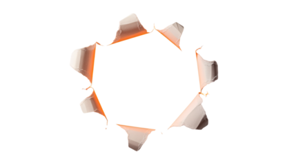Ripped Paper with Orange Glow: Abstract Background Revealing a Blank Space,Texture and Brightness.
