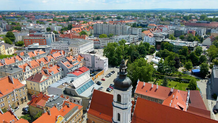 city ​​architecture europe drone flyover old town Opole Poland