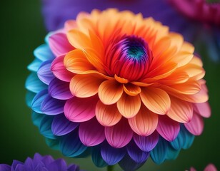 Fototapeta premium a close up of a flower with petals in a variety of colors
