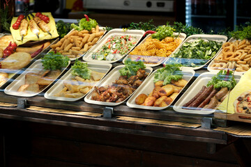 Festive buffet display showcasing a variety of delicious dishes