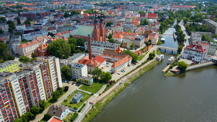 city ​​architecture europe drone flyover old town Opole Poland