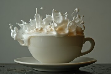 cup of cappuccino foam, cup of cappuccino topped with thick, creamy foam
