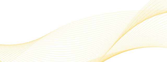 Abstract vector wavy lines flowing smooth curve gold gradient color on transparent background in concept of luxury, technology, science, music, modern,  luxury, wave, wind, ocean