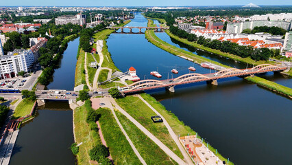 city ​​district street drone view Wroclaw Poland