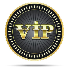 VIP sign gold on black background gold logo sign for VIP person card vector image