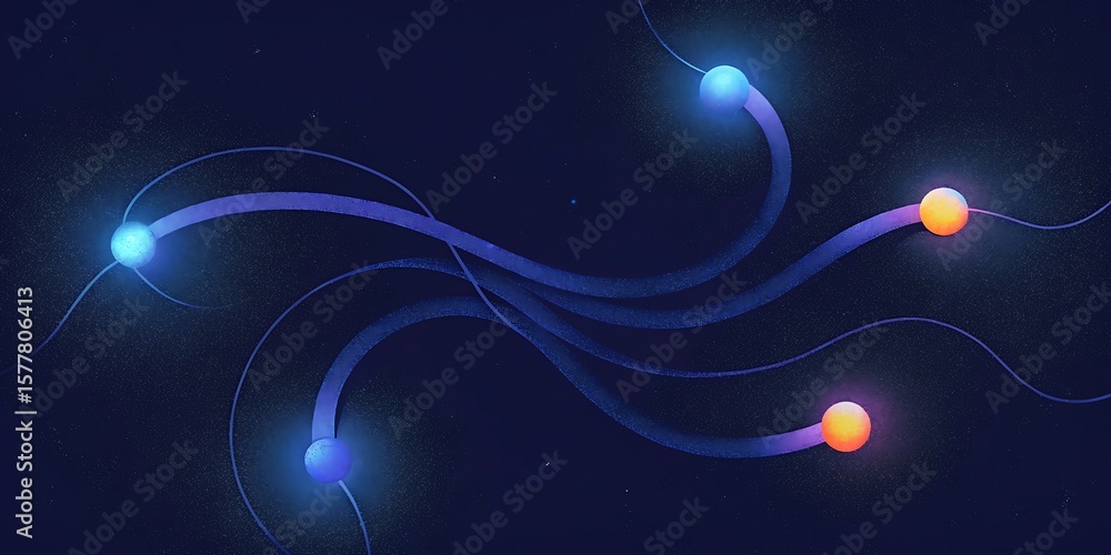 Poster abstract glowing particles create a cosmic dance of light and color in the dark.