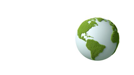 Obraz premium Green globe symbolizing environmental awareness and sustainability, isolated on a white background.