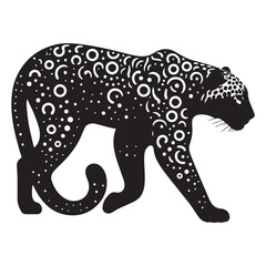 Abstract Leopard Silhouette with Circles on White