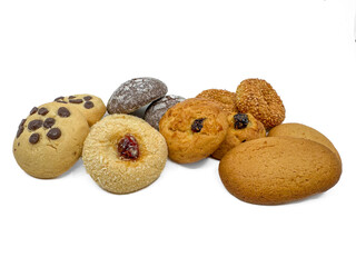 Assorted Homemade Cookies on White Background