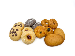 Assorted Homemade Cookies on White Background