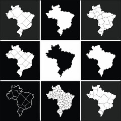 Brazil Map Variations - States, Regions, and Outline