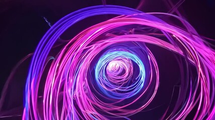 Abstract swirling pink vortex with glowing neon rings in black space - concept of energy motion and digital depth - Powered by Adobe
