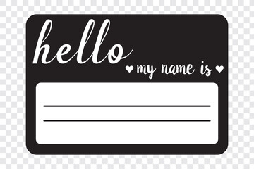 Hello, my name is introduction red flat label. Hello my name is sticker tag vector. Hello my name is card, Label sticker, introduce badge welcome.