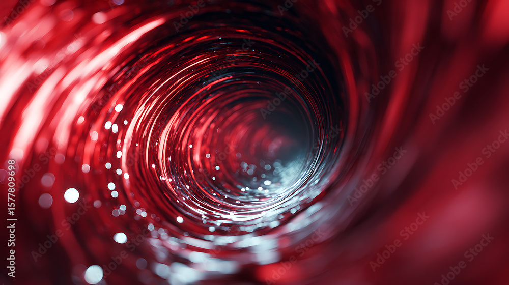 Poster a swirling red vortex tunnel of light creates an abstract, dynamic background