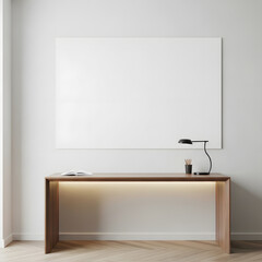 Modern Minimalist Walnut Desk with Integrated Lighting Book and Desk Lamp.