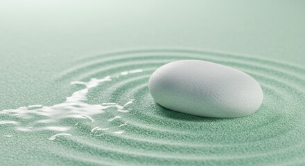 Serene Stone in Rippled Water Zen Garden Serenity