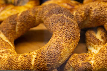 Turkish bagels in the display case