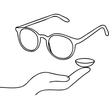 glasses and contact lens line art clip art preview