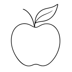 Fototapeta premium Minimalist Apple Outline Drawing with Leaf