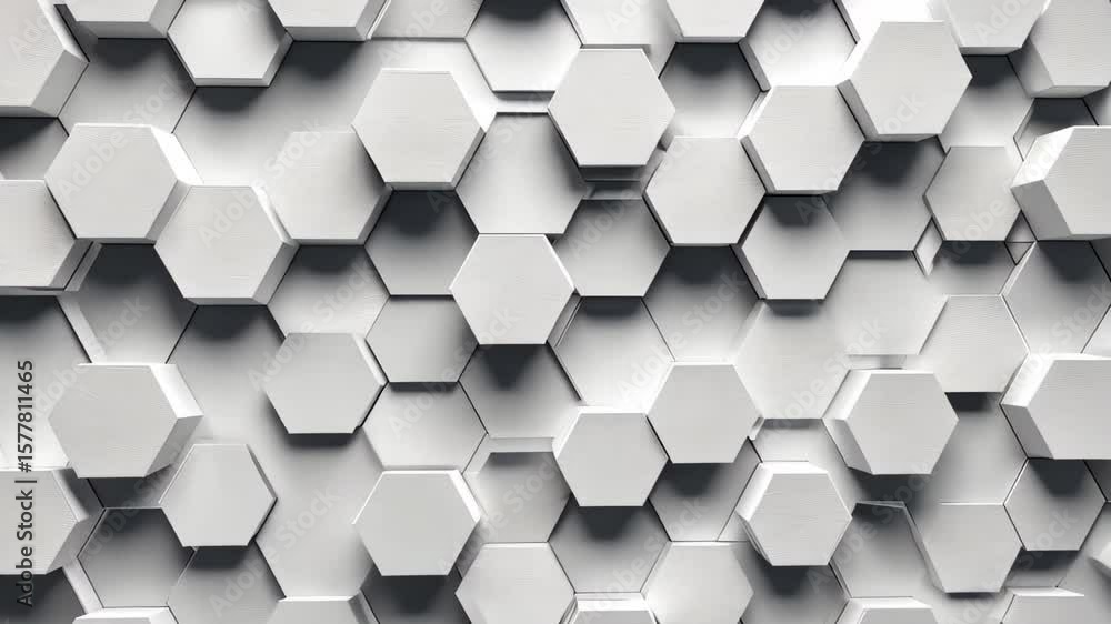 Poster modern geometric background with interconnected hexagon shapes in white and gray tones for digital d