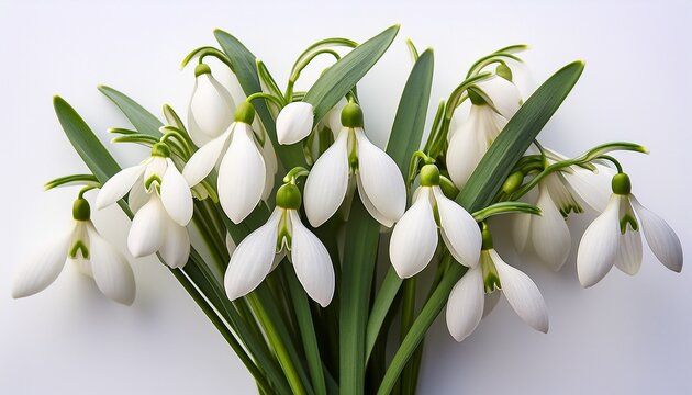 snowdrop flowers isolated on white background bouquet of snowdrops on a white background