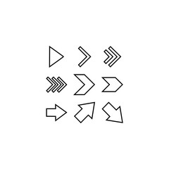 Collection of various black outline arrow icons