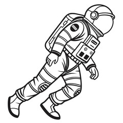 Fototapeta premium astronaut inspace suit black line vector illustr 