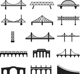 Golden Gate style

Old stone bridge

Modern suspension bridge

Bridge with city skyline background