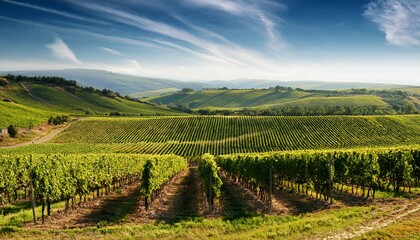 Fototapeta premium vineyard landscape with rolling hills and rows