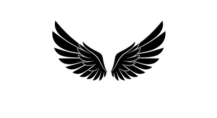 Pair of stylized black wings against a white background.